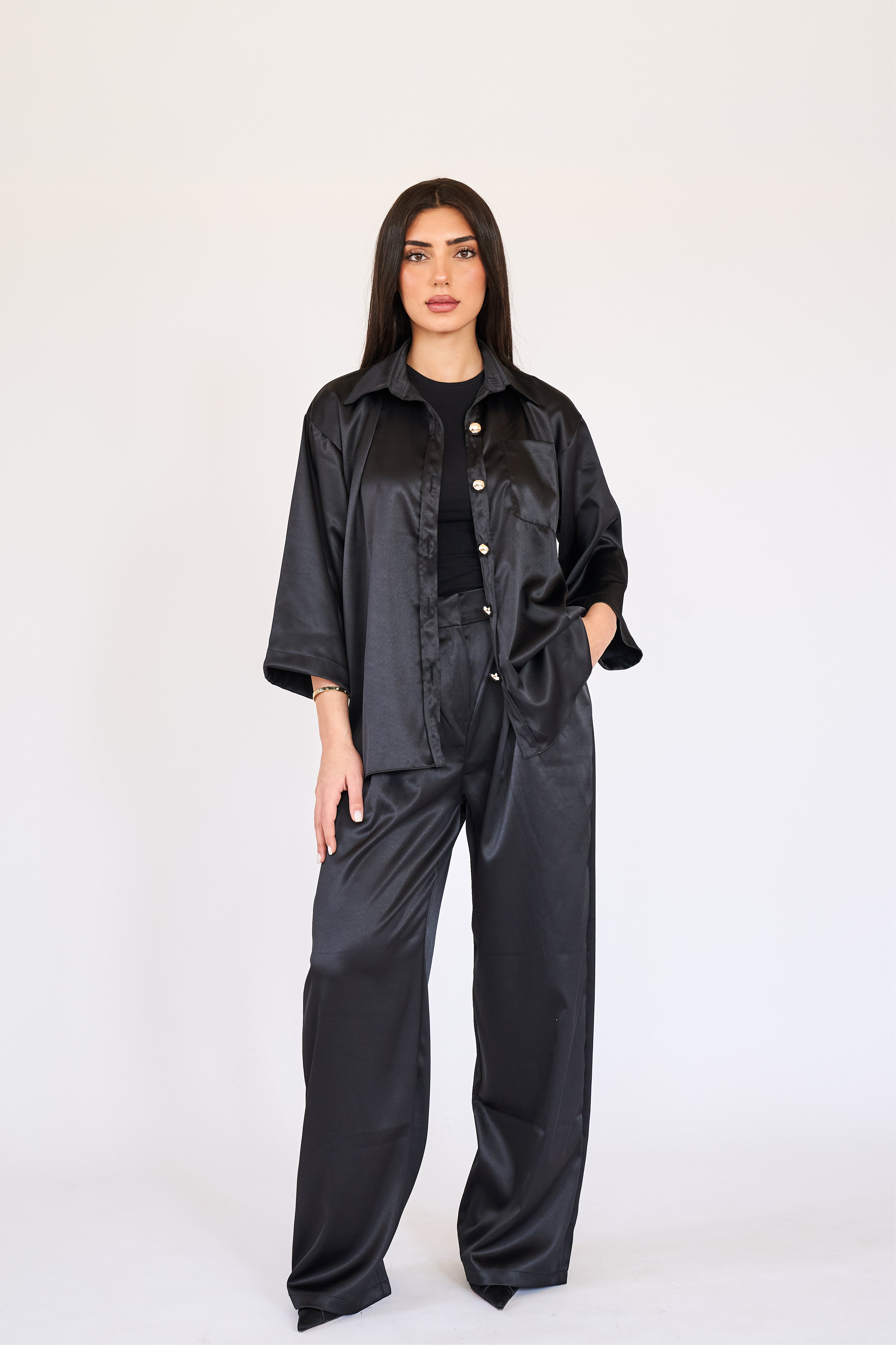 Pleated Suit Pants - Satin