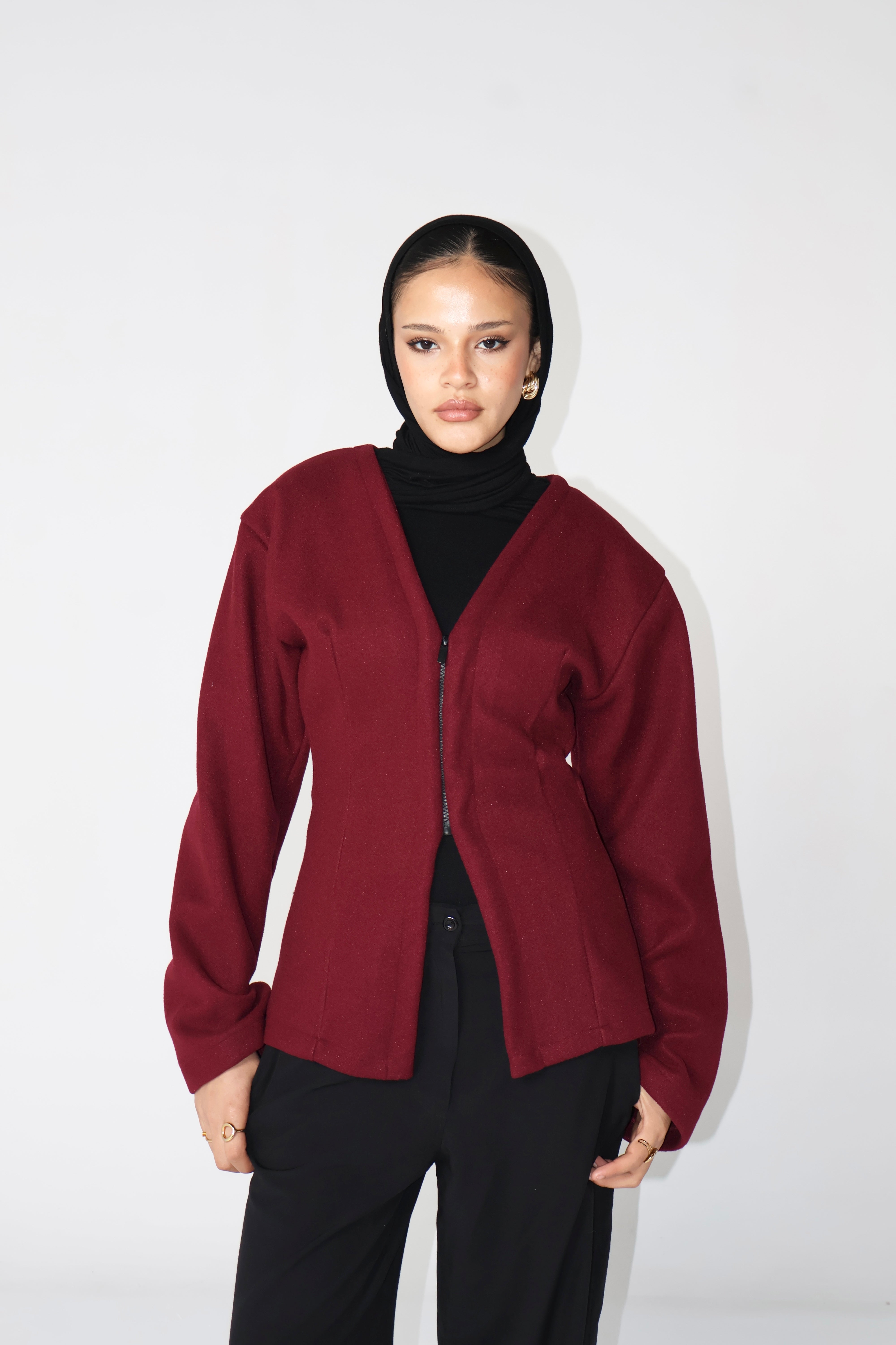 Fitted Cardigan - Burgundy