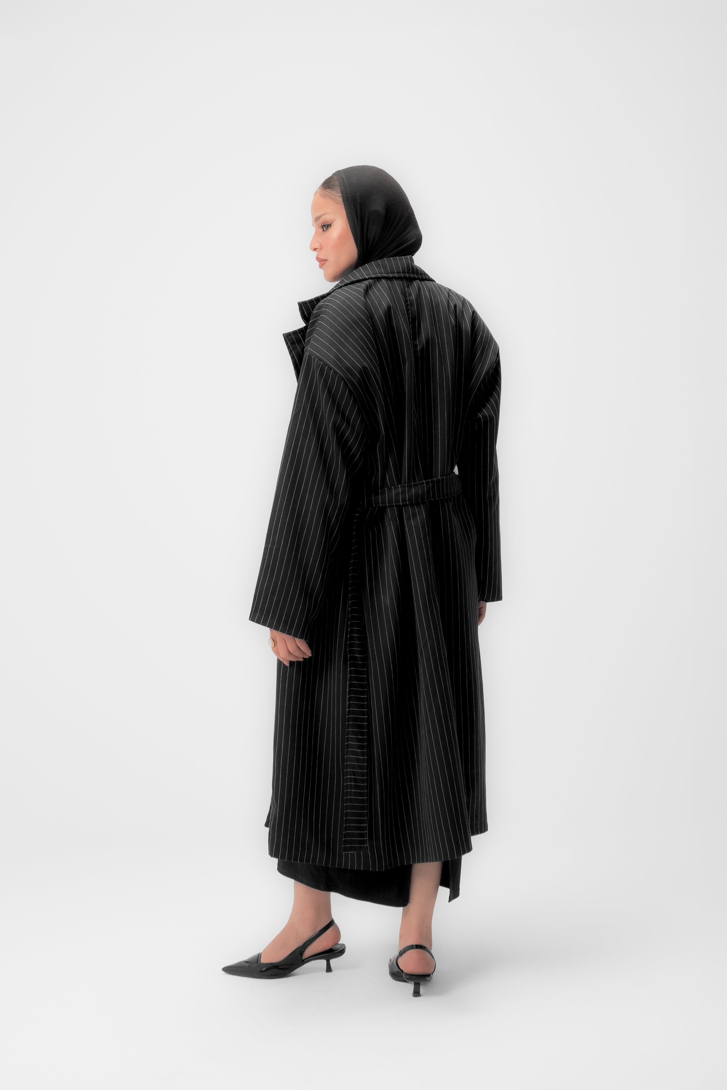 Pinstripe Coat - Black