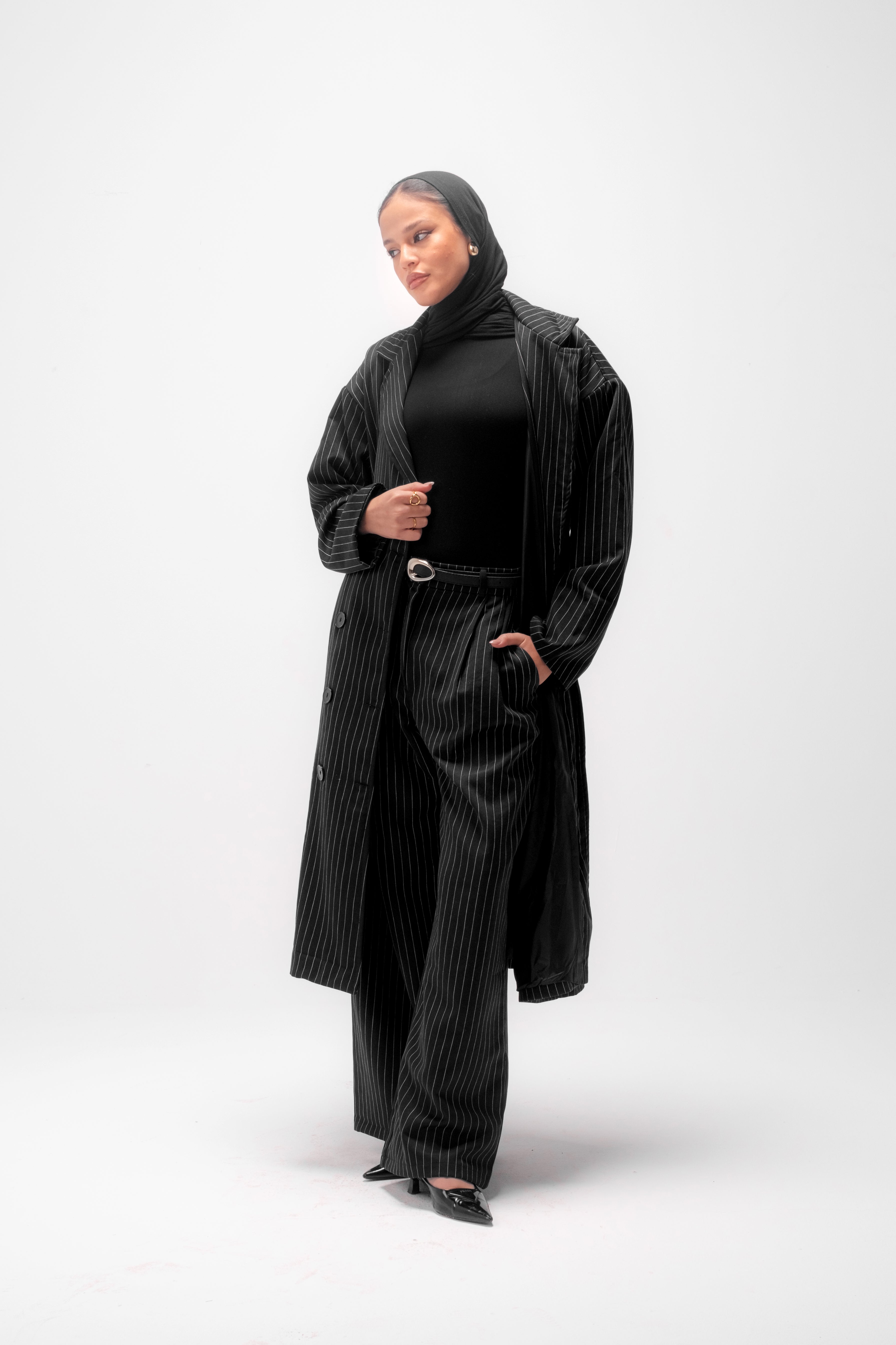 Pinstripe Pants - Black