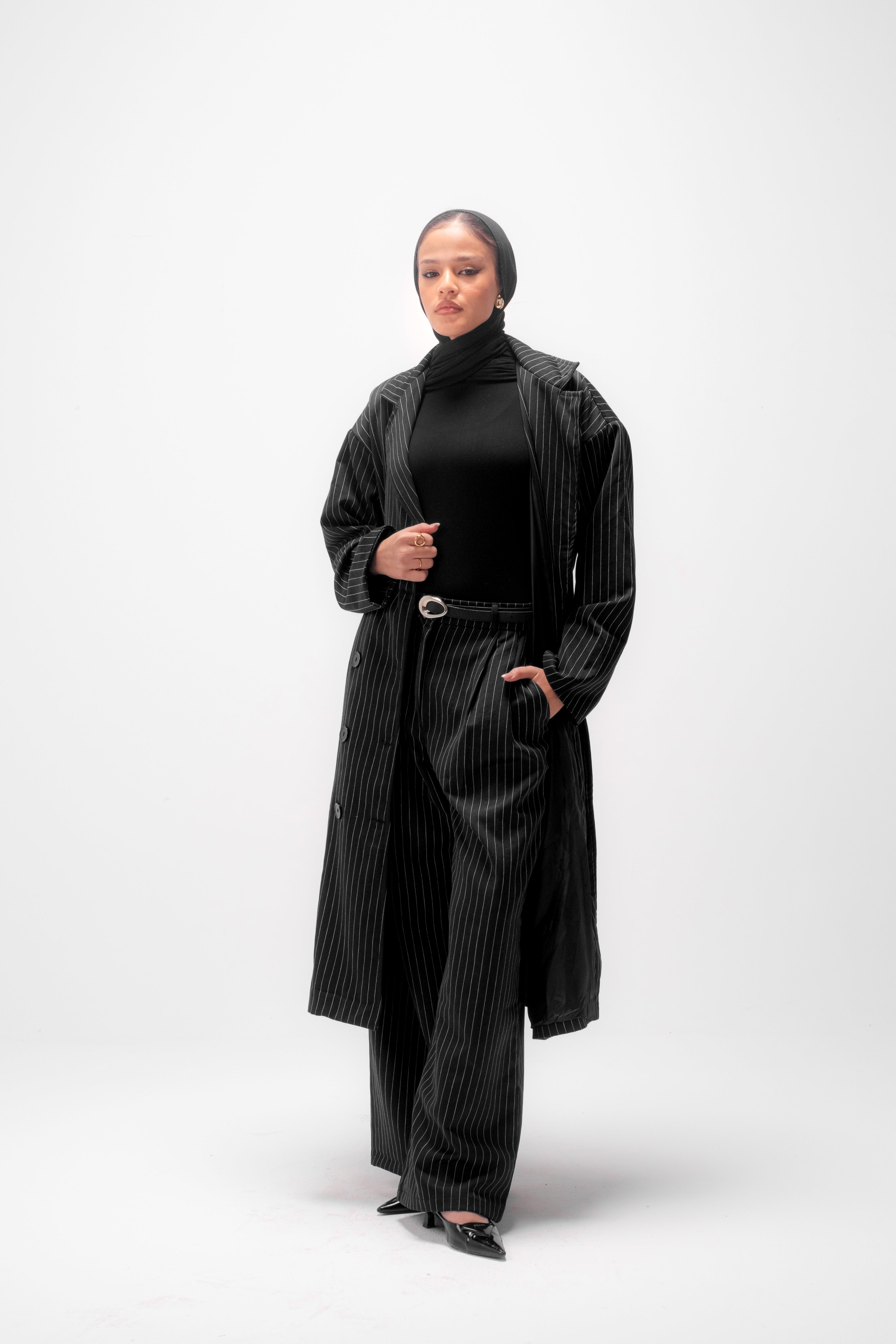 Pinstripe Pants - Black