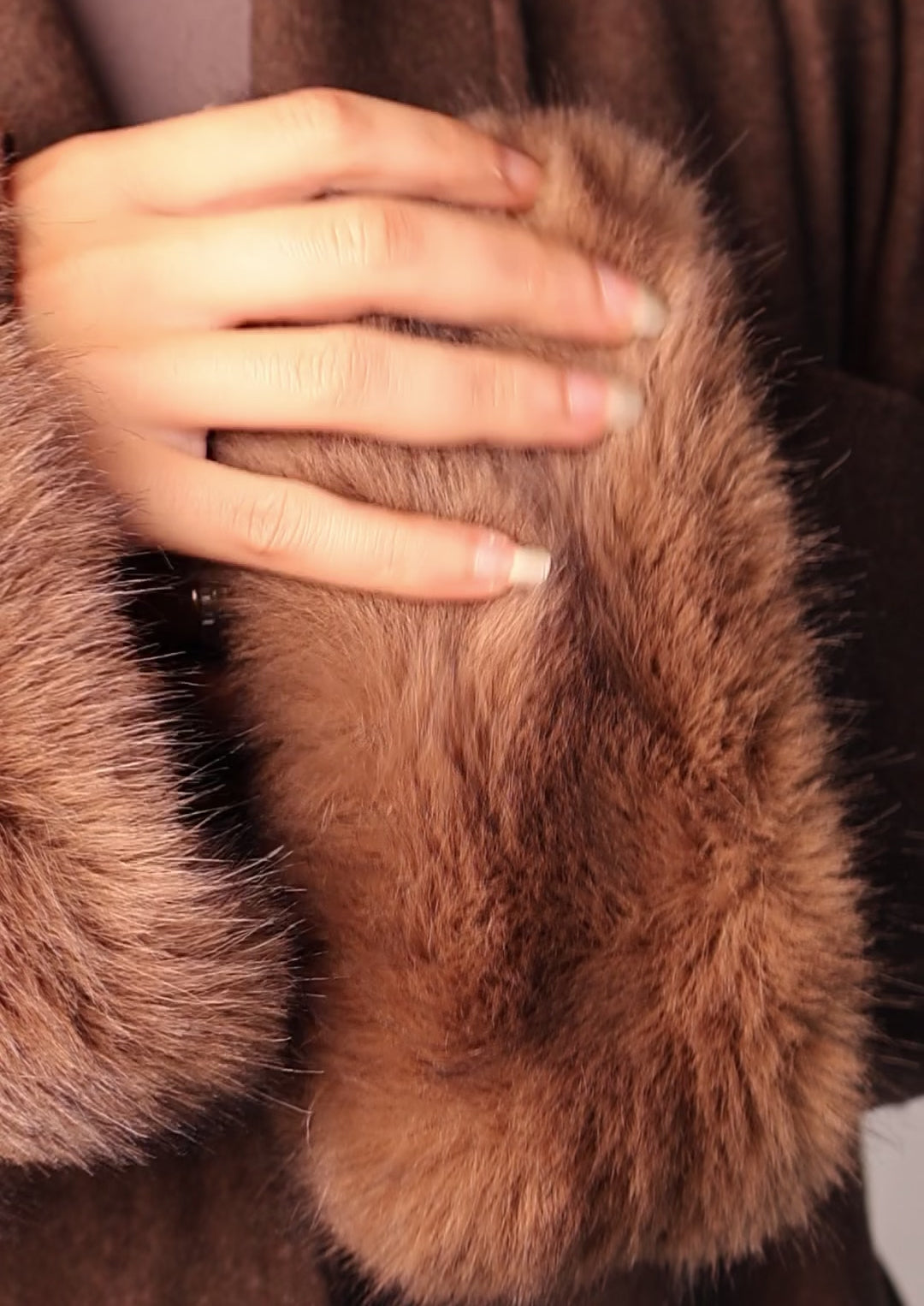 Cuffed Wrap Coat - Brown